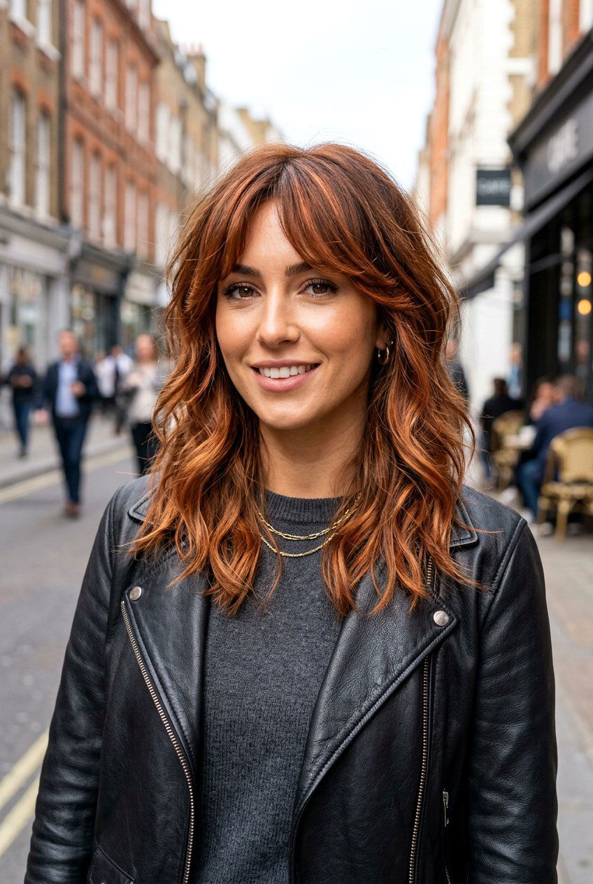 Copper Brunette Balayage Shoulder Length Shag - 20 brunette balayage for shoulder length layers - 20 brunette balayage for shoulder length layers