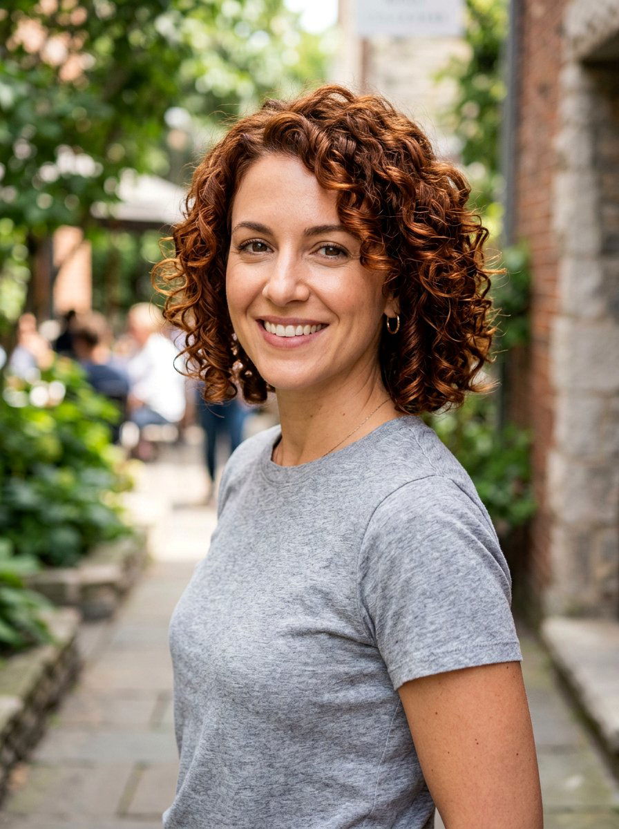 Copper Brunette Curly Bob - 20 copper curly bob color ideas - 20 copper curly bob color ideas