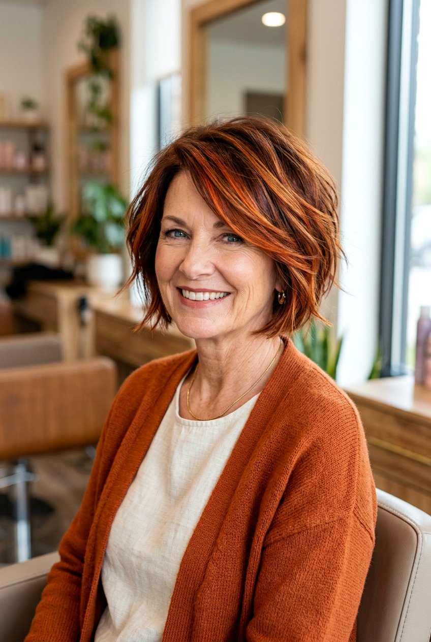 Copper Brunette Highlights For Older Women - 20 brunette highlights for mature bob - 20 brunette highlights for mature bob