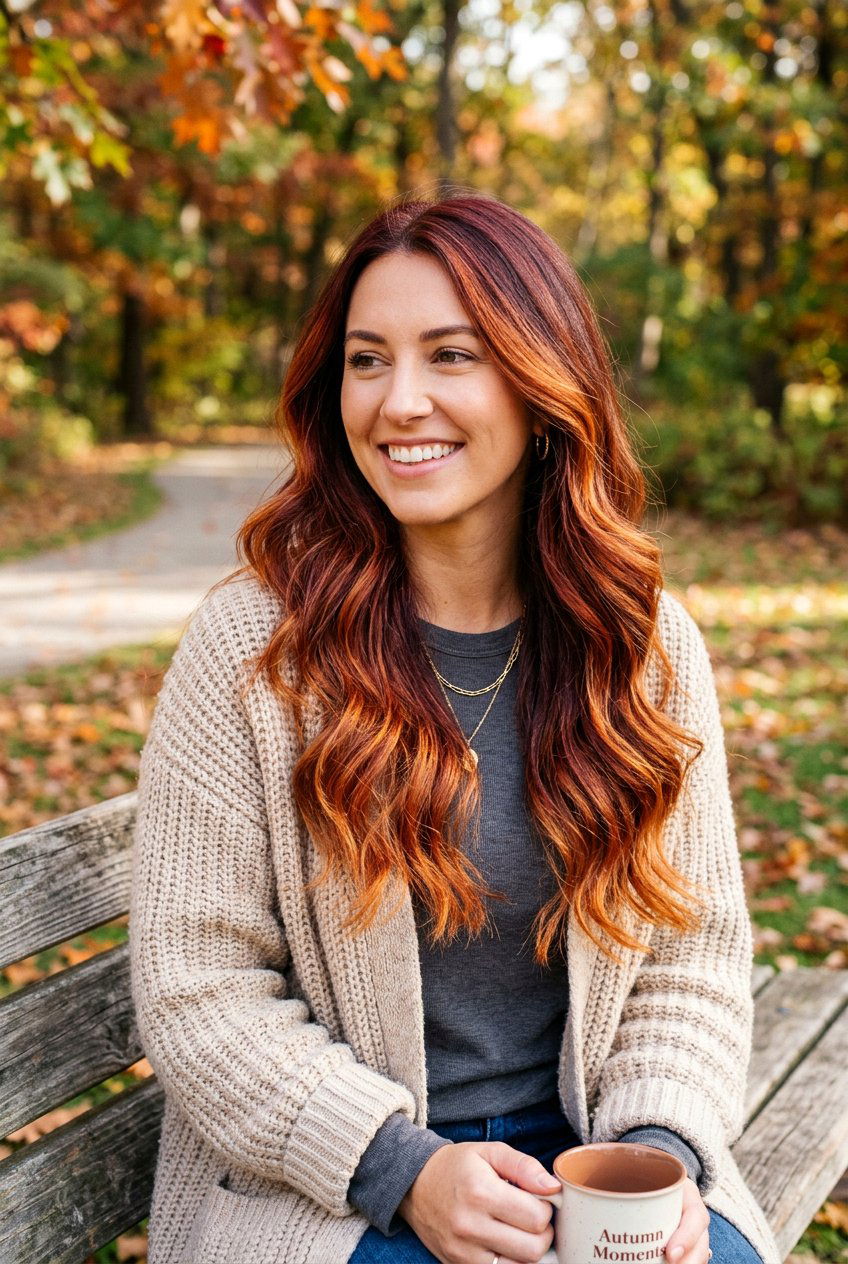Copper Burgundy Balayage - 20 autumn burgundy balayage ideas - 20 autumn burgundy balayage ideas