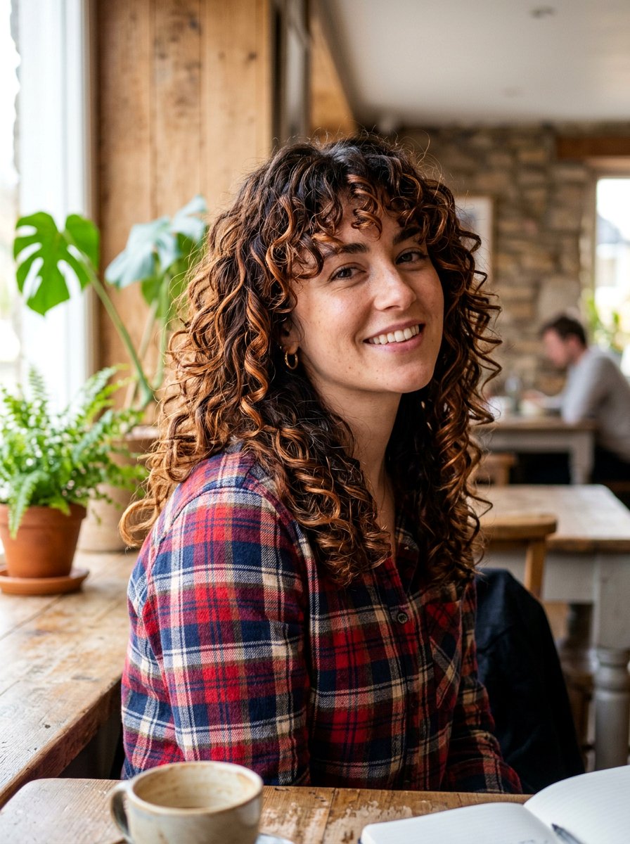 Copper Caramel Balayage Curly Shag - 20 copper balayage for curly shag - 20 copper balayage for curly shag