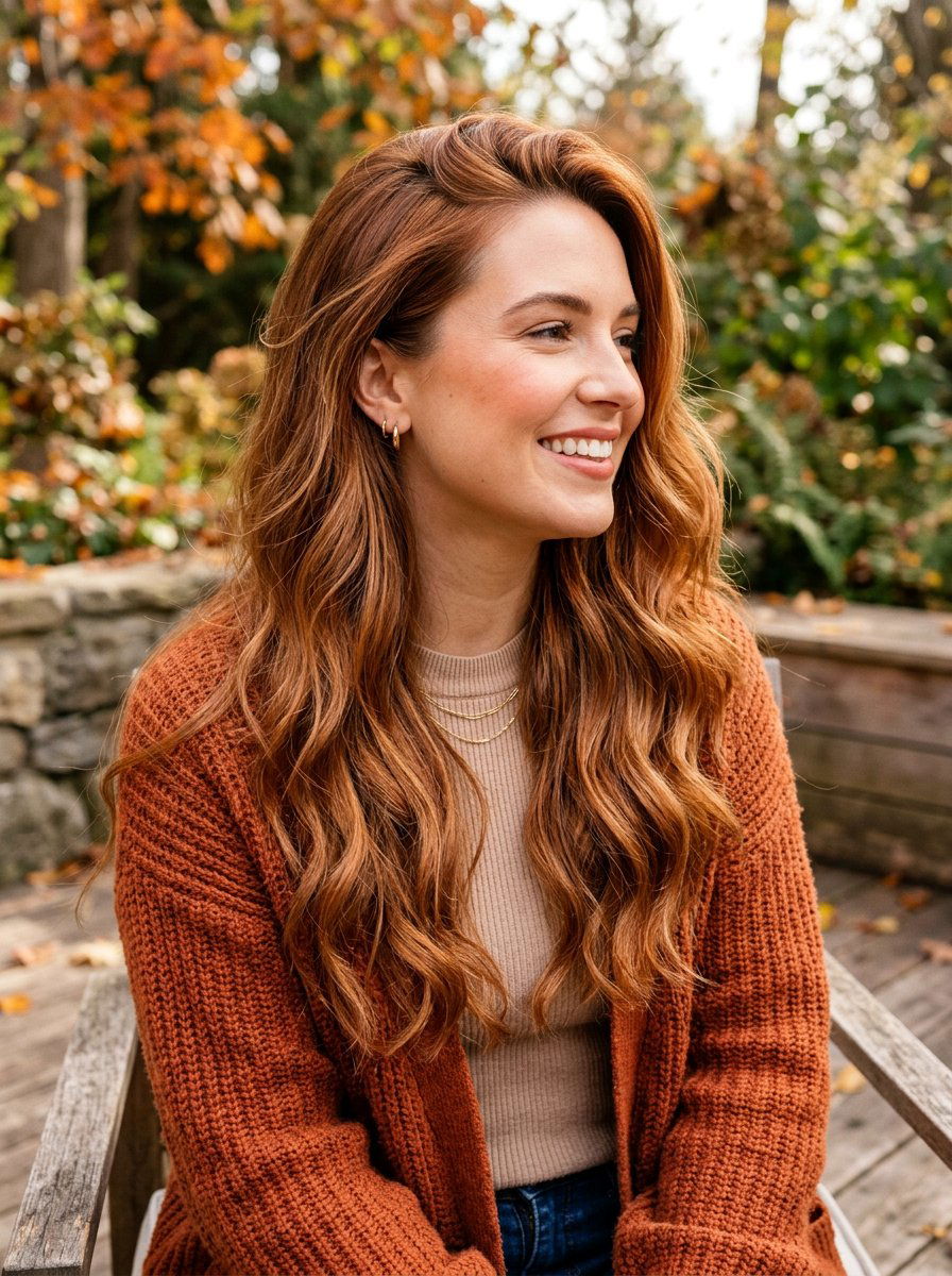 Copper Caramel Balayage Long Layered Hair - 20 copper balayage for long layers - 20 copper balayage for long layers