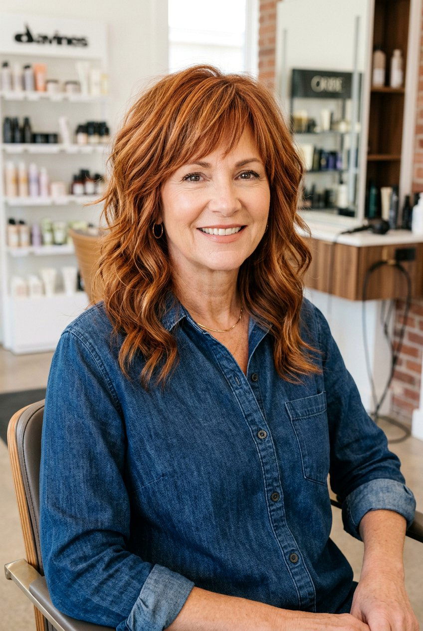 Copper Caramel Shag - 20 blended caramel highlights for mature women - 20 blended caramel highlights for mature women