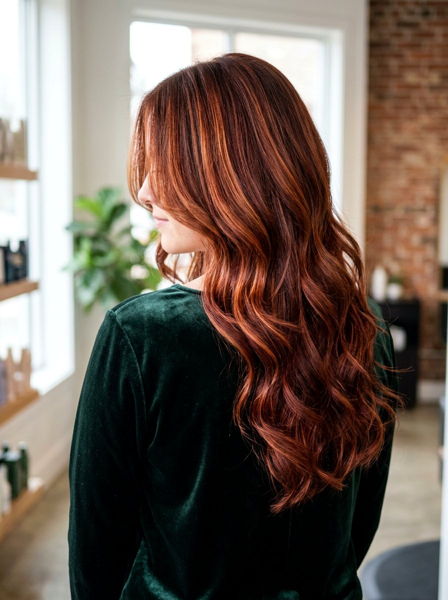 Copper Cherry Balayage Long Layers - 20 copper balayage for long layers - 20 copper balayage for long layers