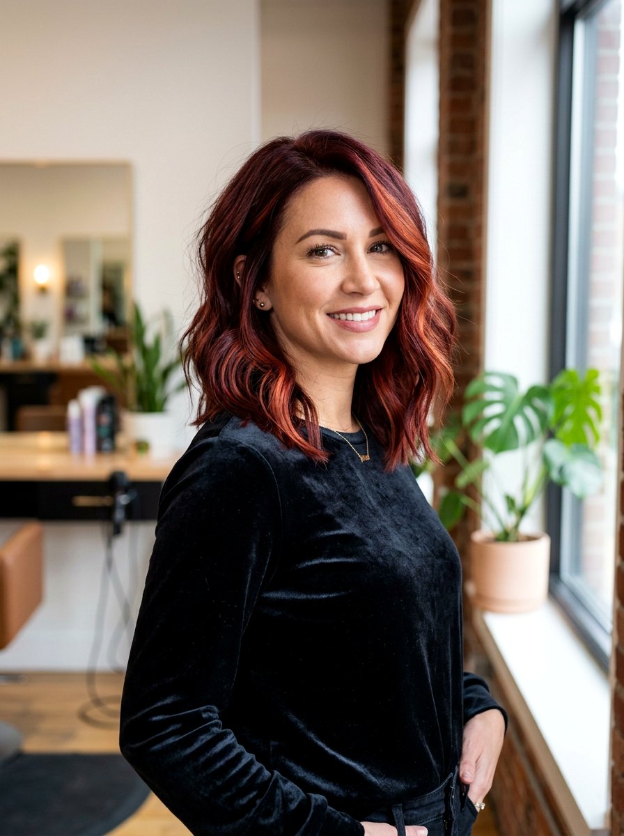 Copper Cherry Lob - 20 copper lob hair color ideas - 20 copper lob hair color ideas