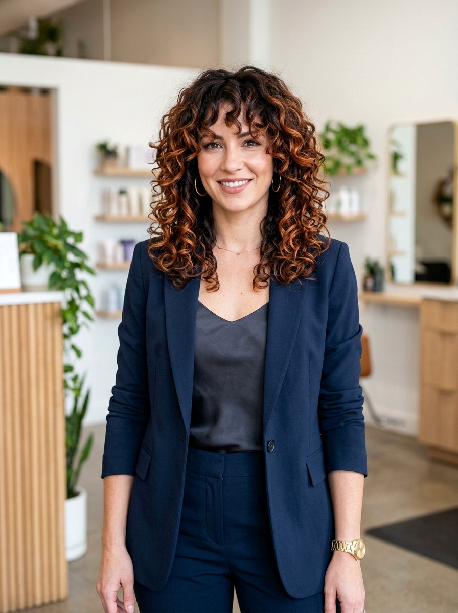 Copper Chocolate Balayage Curly Shag - 20 copper balayage for curly shag - 20 copper balayage for curly shag