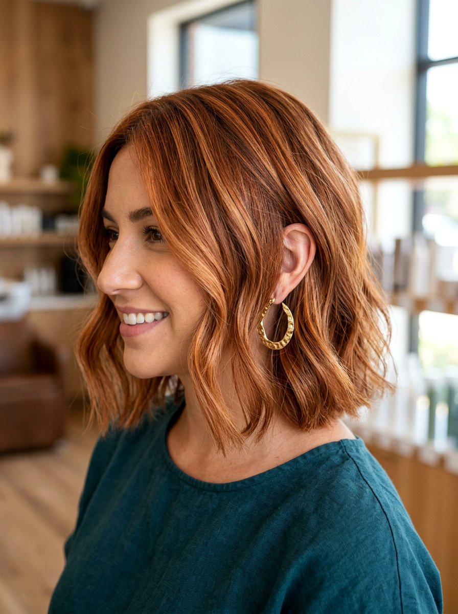 Copper Dimensional Lob - 20 copper lob hair color ideas - 20 copper lob hair color ideas