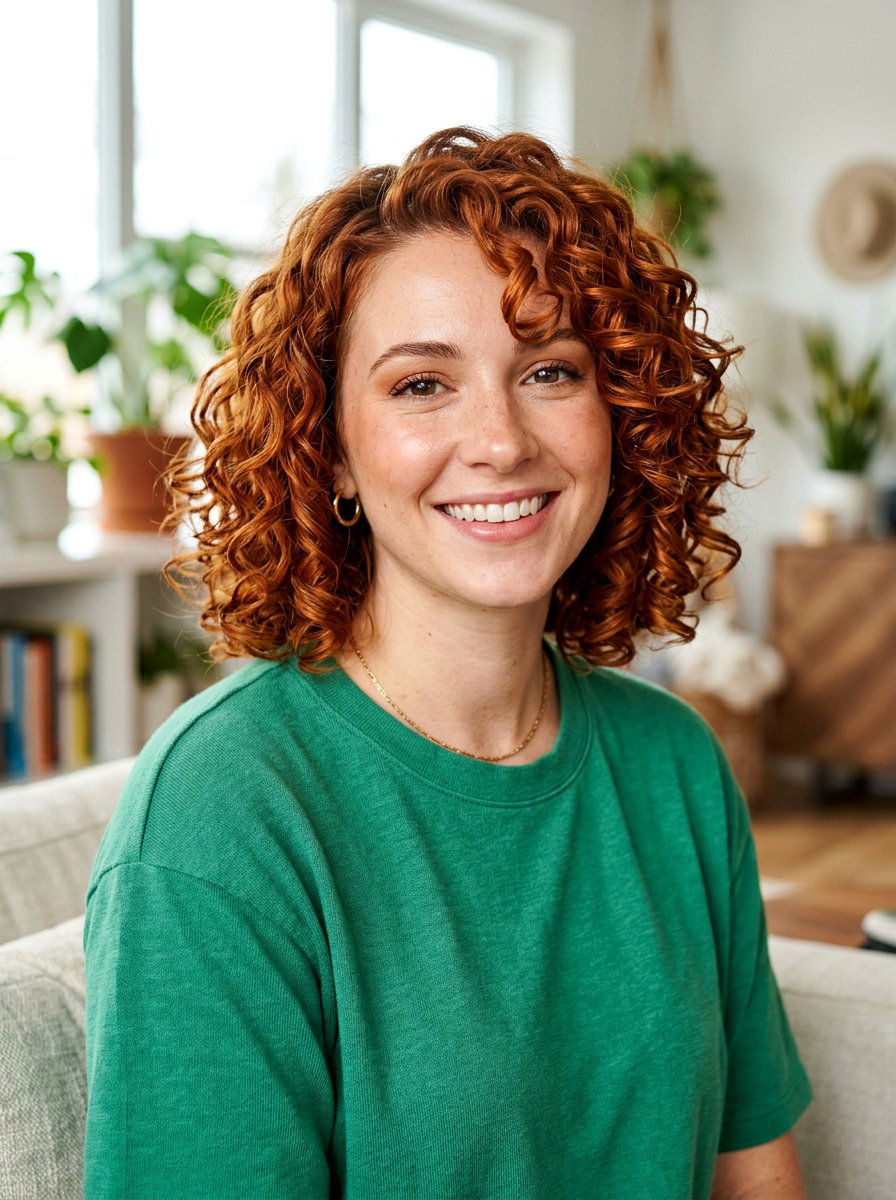 Copper Gloss Curly Bob - 20 copper bob hair color ideas - 20 copper bob hair color ideas