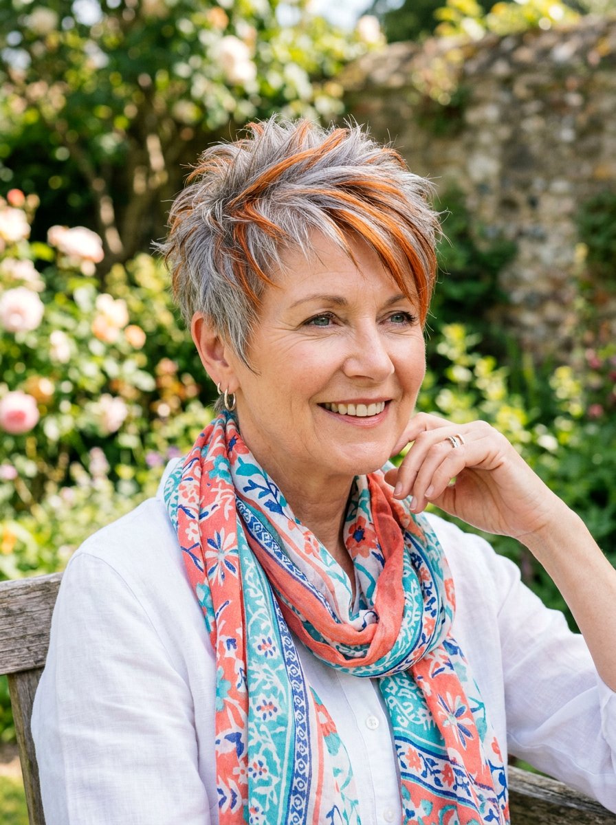 Copper Gray Blend Pixie Cut - 20 copper gray blend for mature women - 20 copper gray blend for mature women