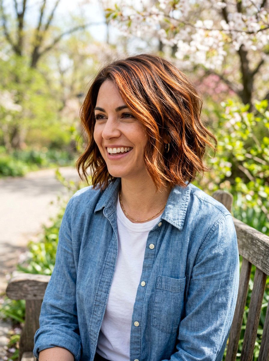 Copper Highlighted Bob - 20 red bob hair color ideas - 20 red bob hair color ideas