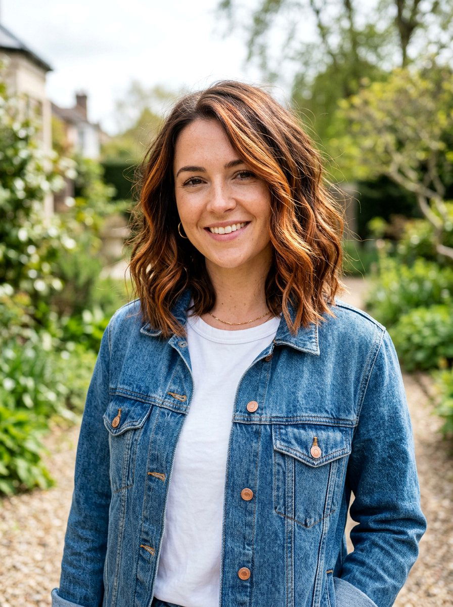 Copper Highlights Lob - 20 copper lob hair color ideas - 20 copper lob hair color ideas