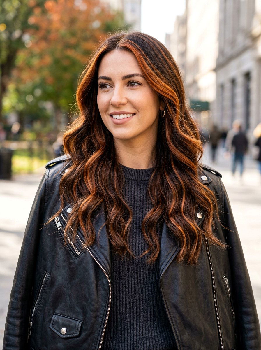 Copper Highlights On Brunette Hair - 20 trending copper hair ideas for women - 20 trending copper hair ideas for women