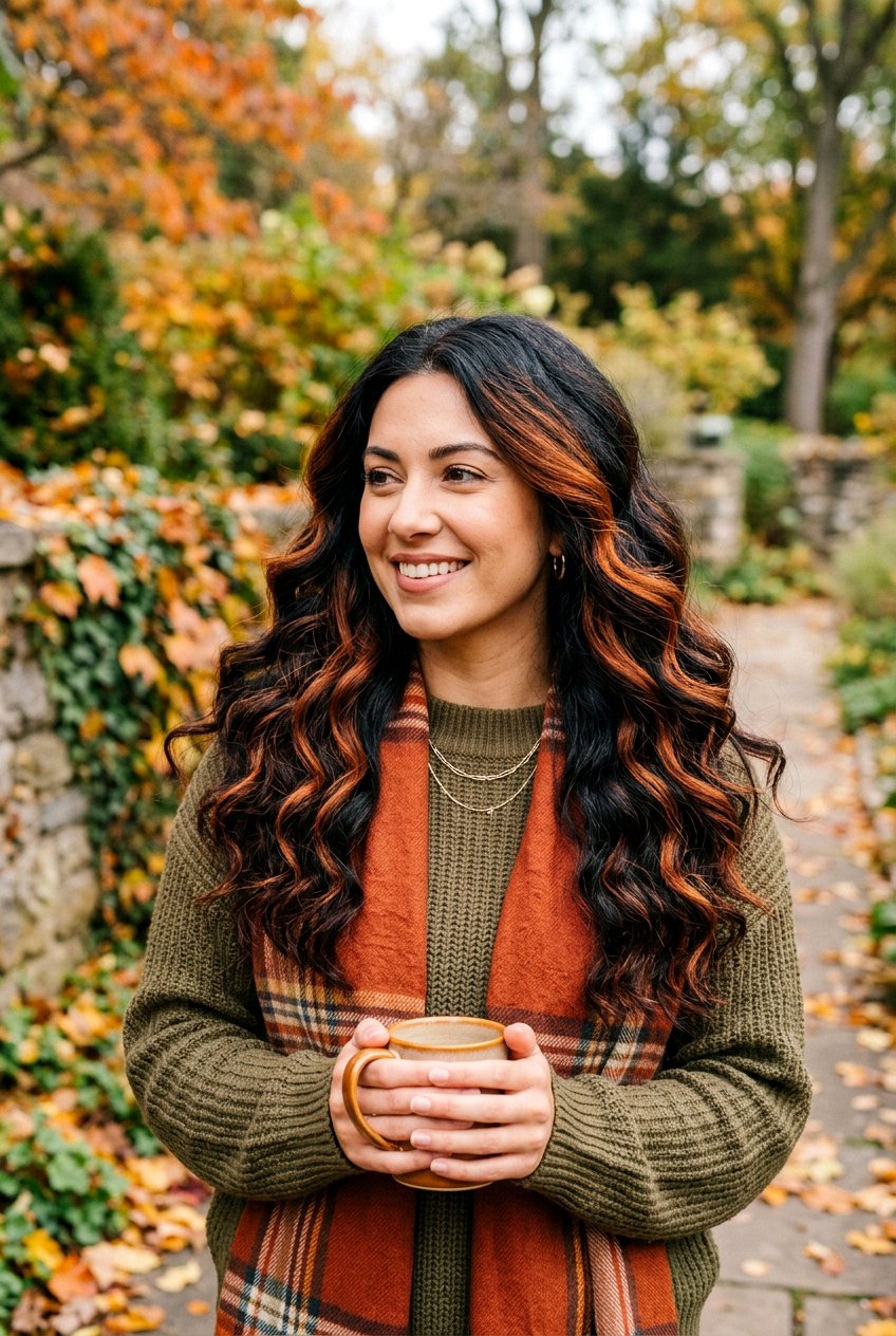 Copper Highlights On Wavy Black Hair - 20 face framing highlights for black hair - 20 face framing highlights for black hair