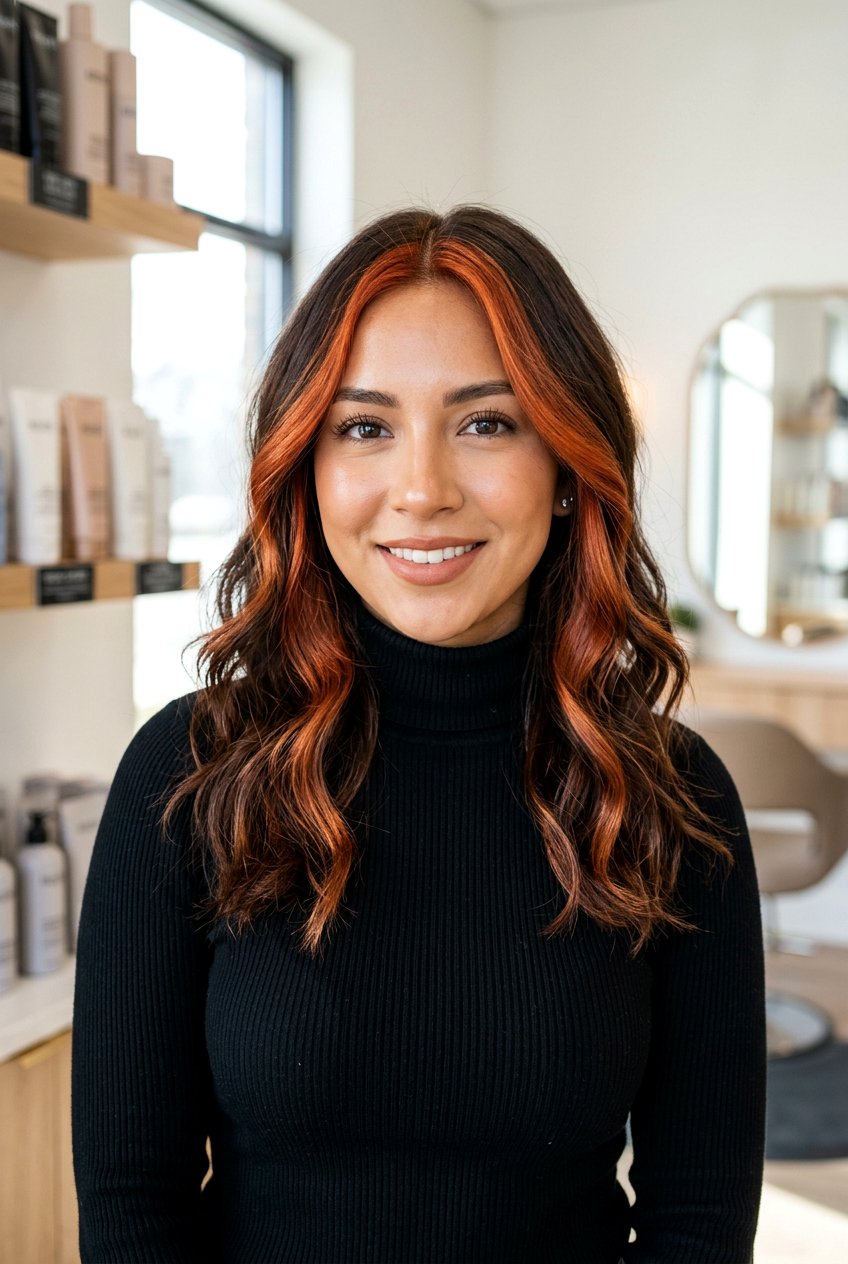 Copper Money Piece Highlights - 20 money piece for first time hair color - 20 money piece for first time hair color