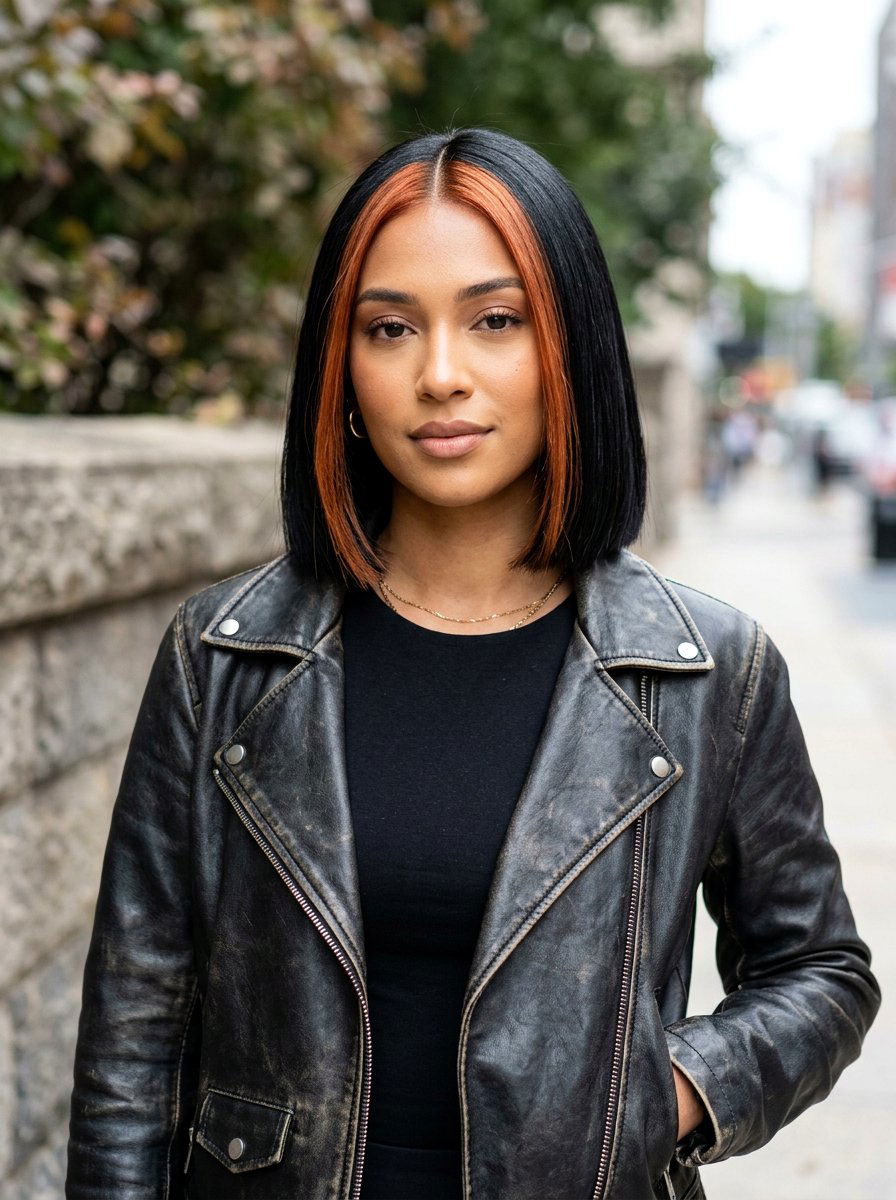 Copper Money Piece On Black Bob Haircut - 20 red money piece for black hair - 20 red money piece for black hair