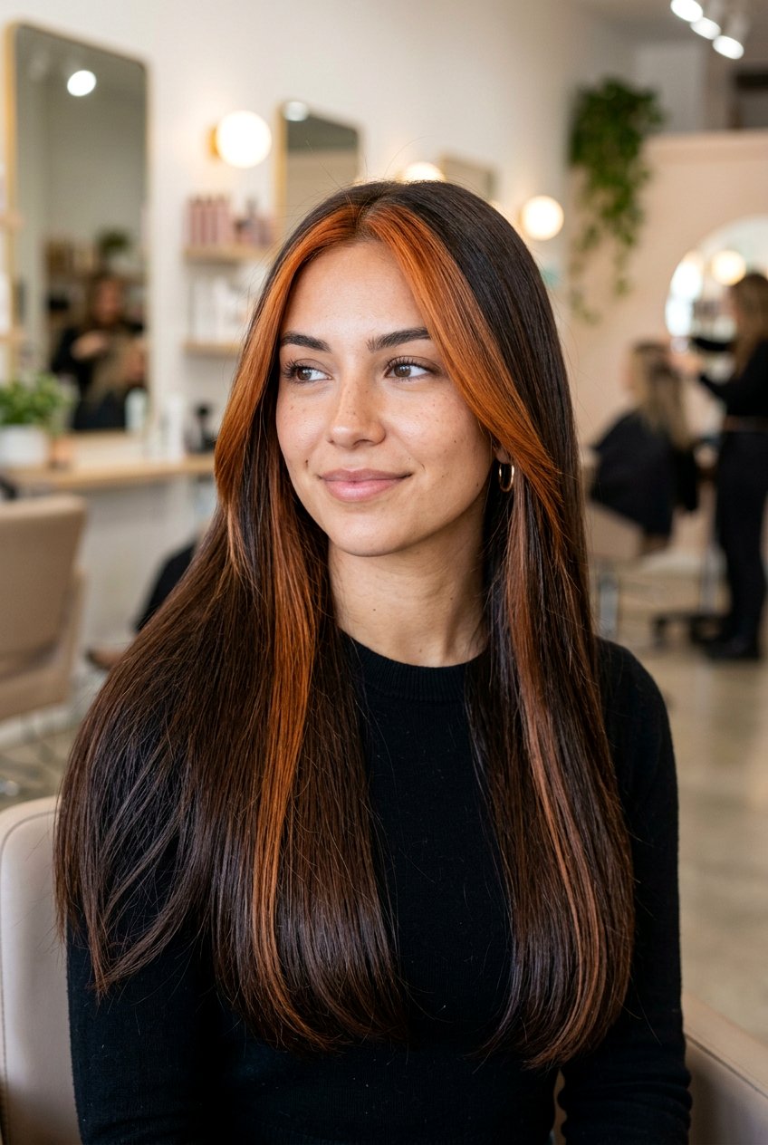 Copper Money Piece On Dark Brown Hair - 20 copper money piece hair - 20 copper money piece hair