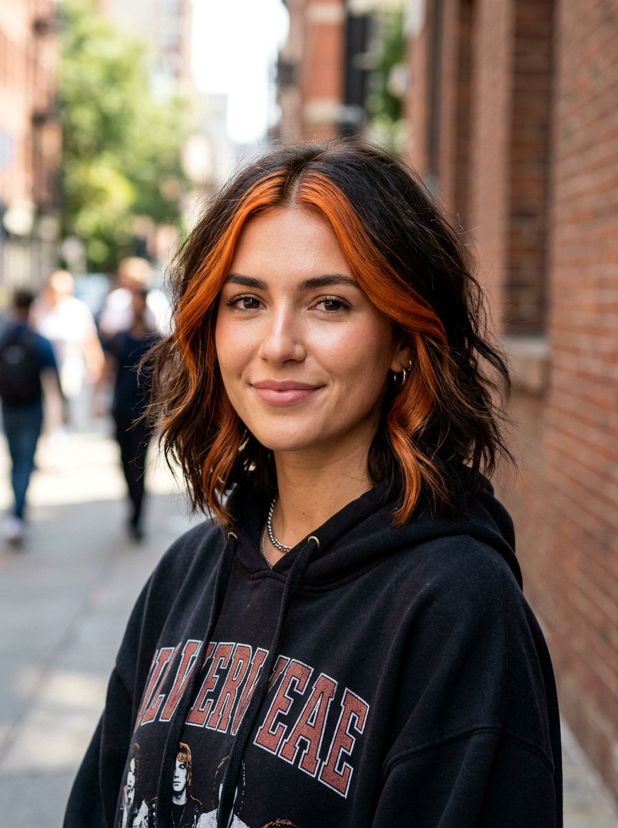 Copper Money Piece On Dark Hair - 20 trendy copper hair color 2026 - 20 trendy copper hair color 2026