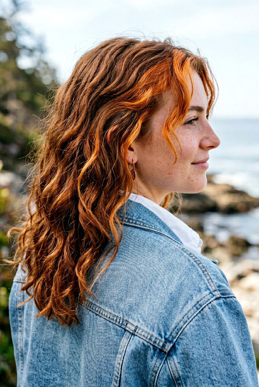 Copper Money Piece On Wavy Hair - 20 chunky copper front pieces - 20 chunky copper front pieces