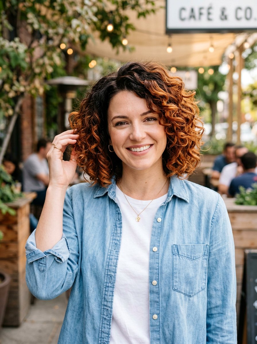 Copper Ombre Curly Bob - 20 copper curly bob color ideas - 20 copper curly bob color ideas