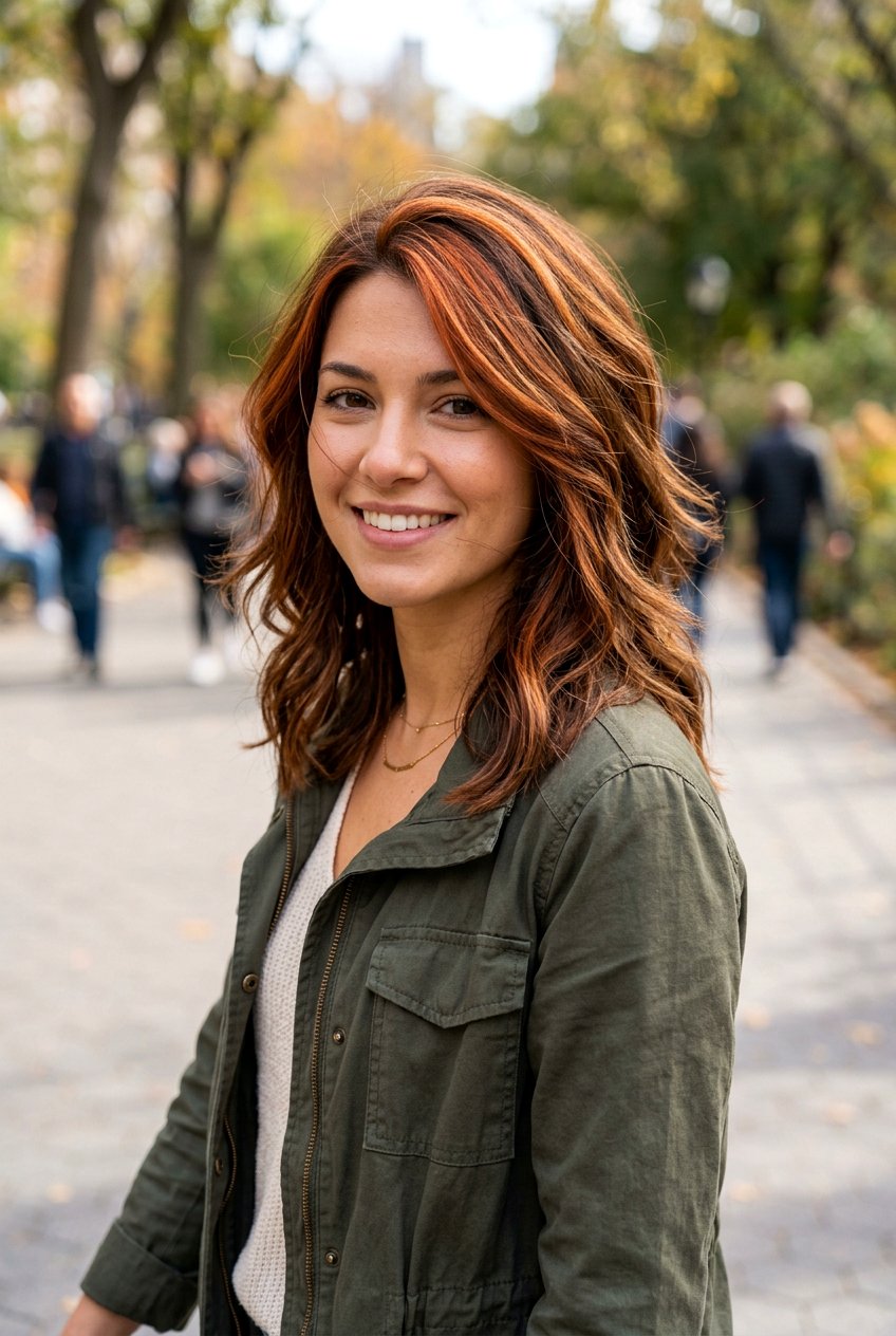 Copper Partial Highlights on Brown Hair - 20 partial highlights on brown hair - 20 partial highlights on brown hair