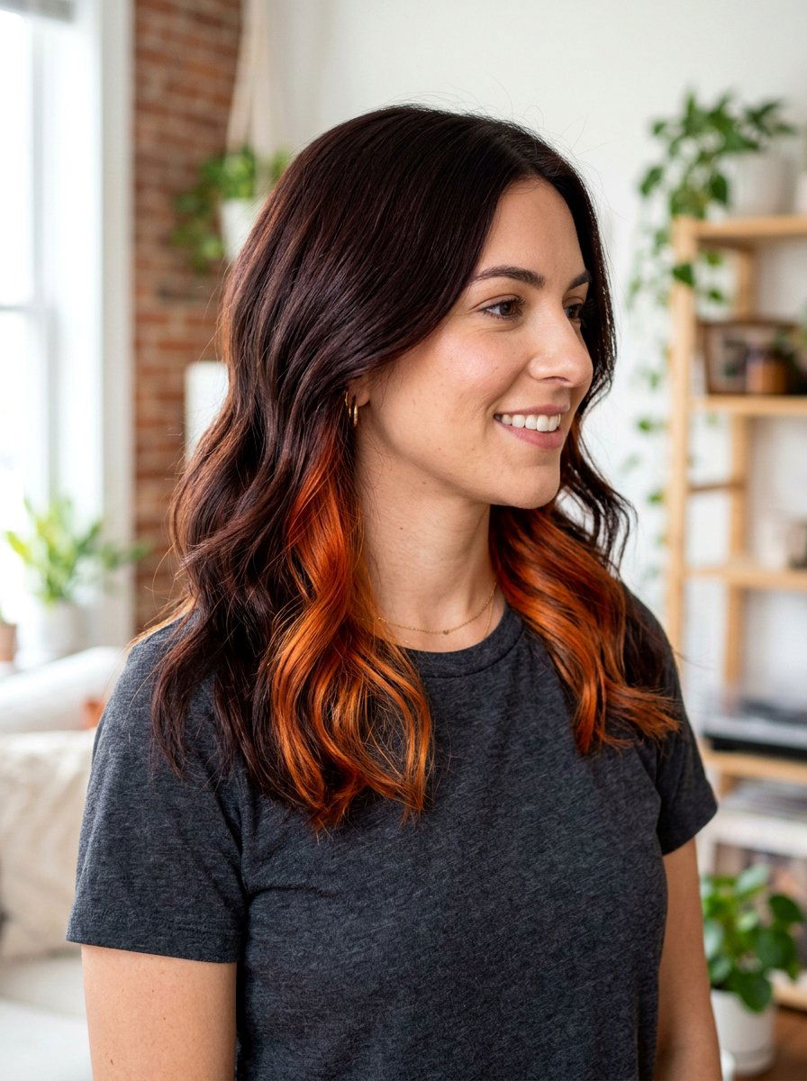 Copper Peekaboo Highlights - 20 trendy copper hair color 2026 - 20 trendy copper hair color 2026