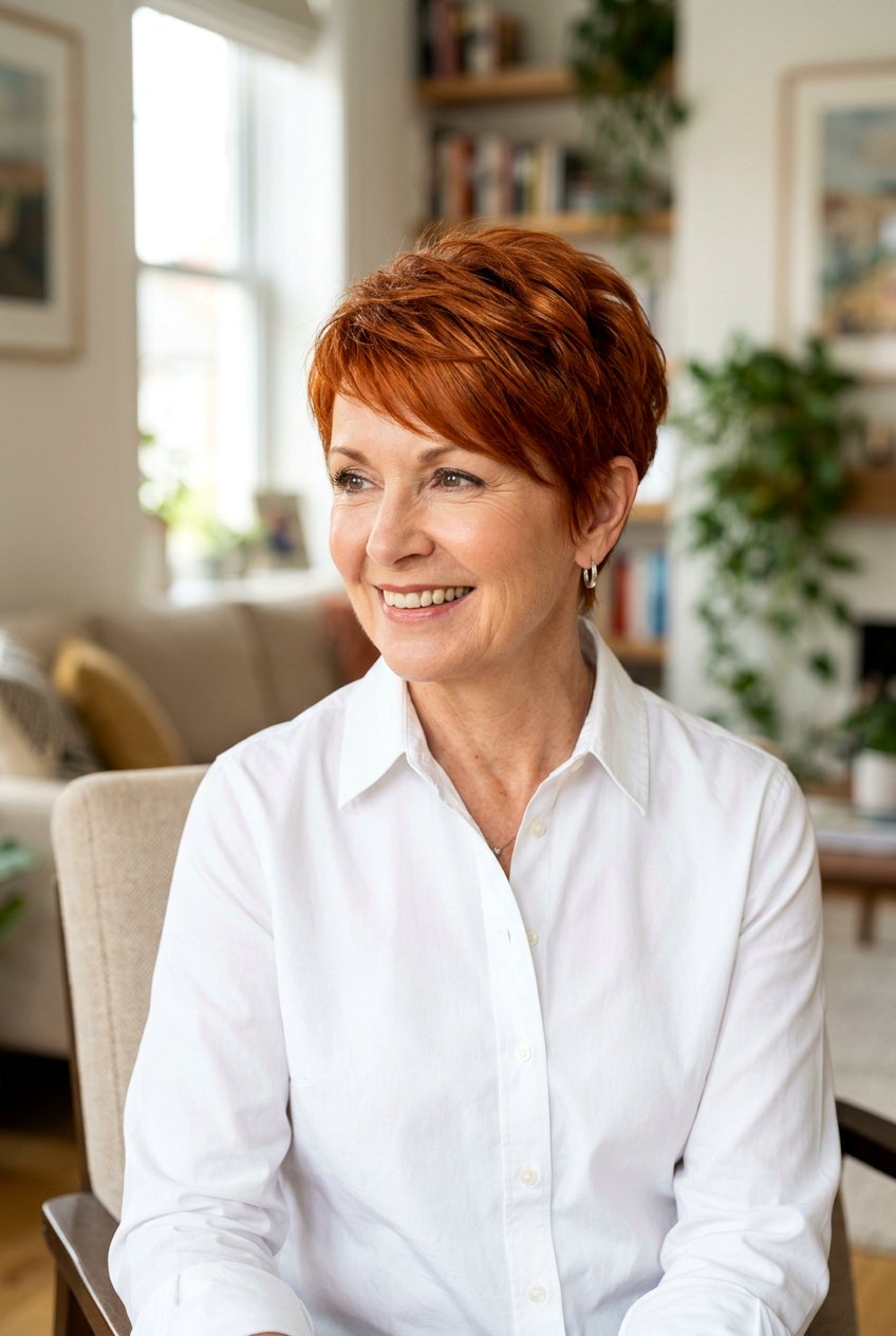 Copper Penny Pixie Cut - 20 mature women copper hair color ideas - 20 mature women copper hair color ideas