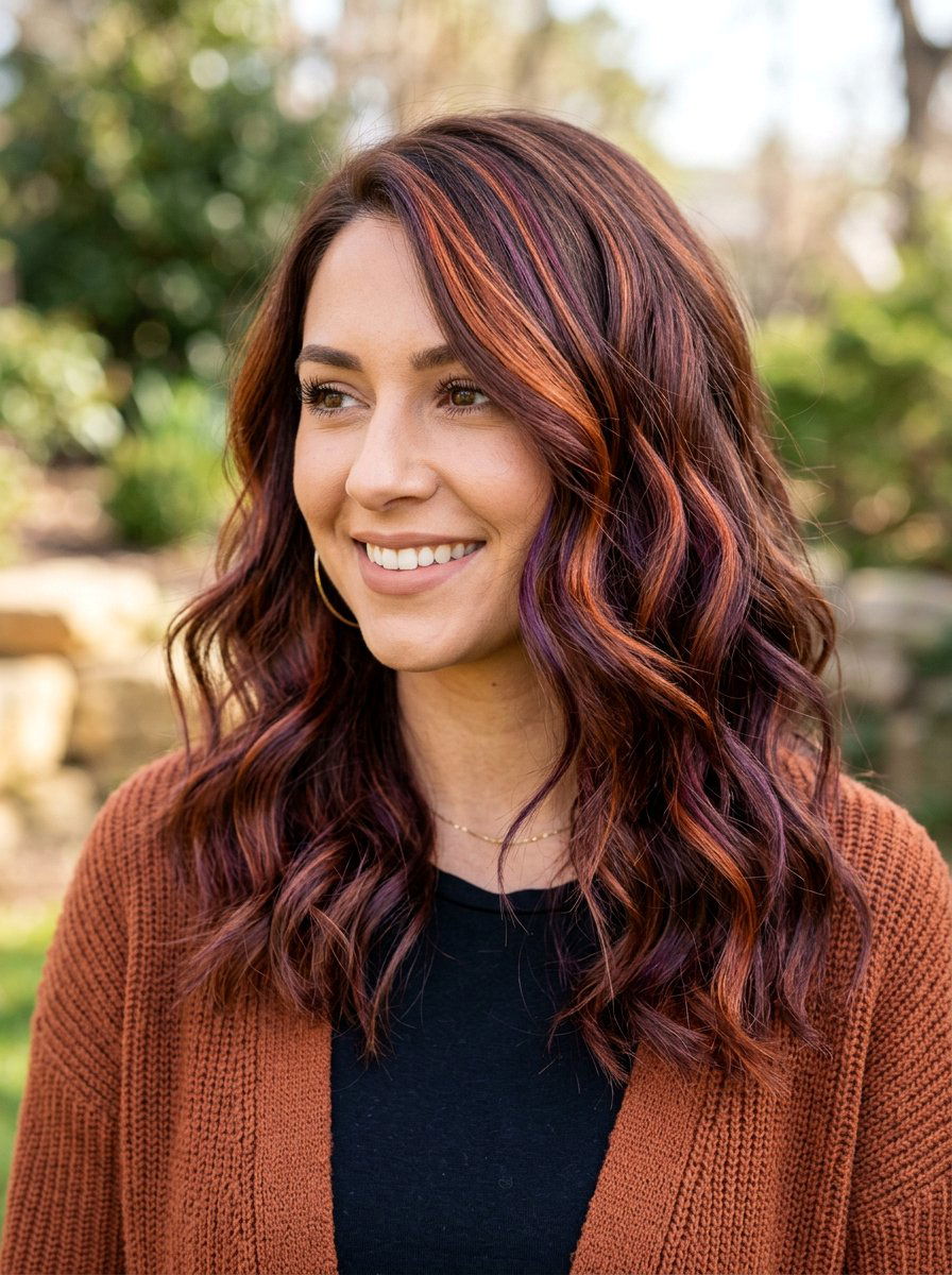 Copper Plum Highlights on Warm Brunette - 20 plum brunette highlights - 20 plum brunette highlights