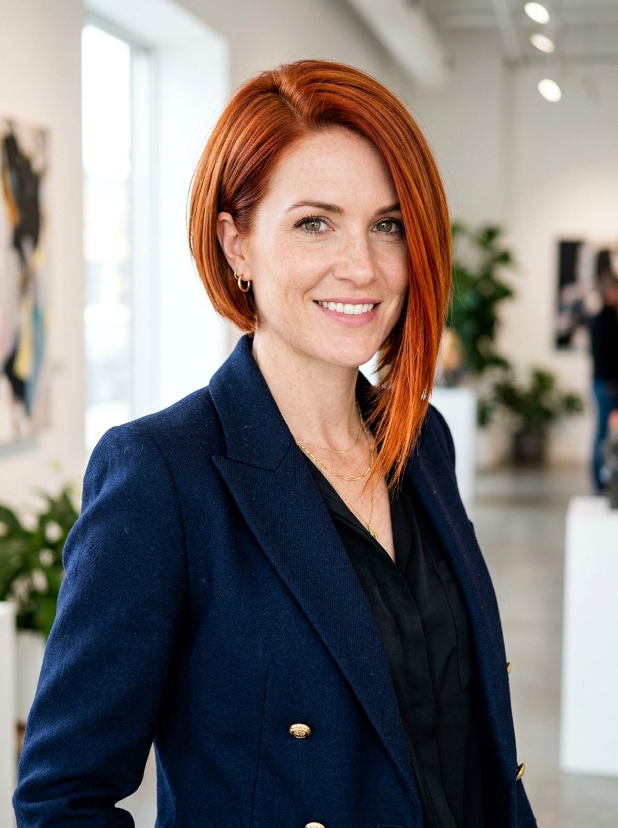 Copper Red Asymmetrical Bob - 20 copper bob hair color ideas - 20 copper bob hair color ideas