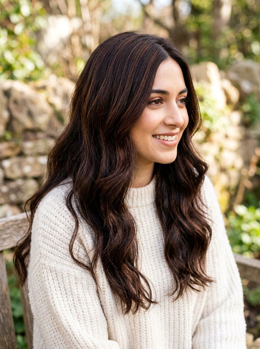 Copper Red Babylights On Dark Brown Hair - 20 red babylights for dark brunette hair - 20 red babylights for dark brunette hair