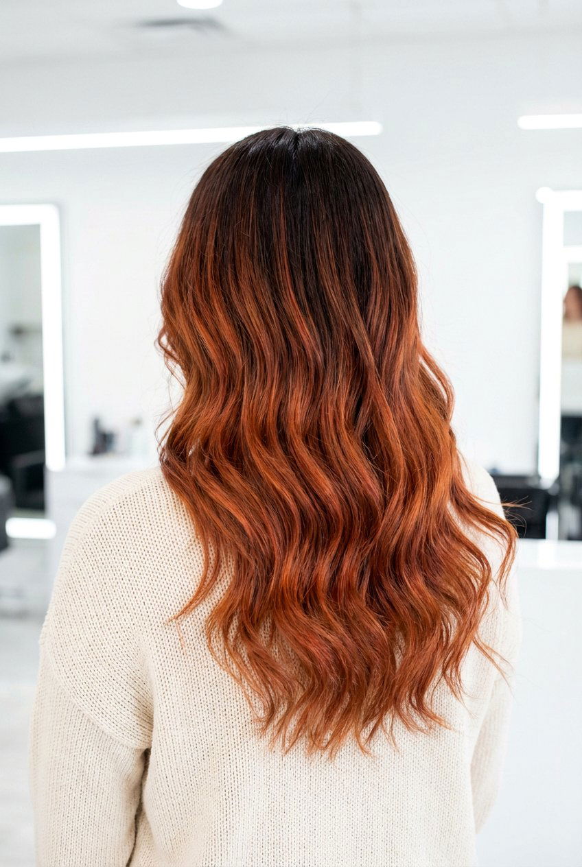 Copper Red Balayage - 20 red hair color for dark hair - 20 red hair color for dark hair
