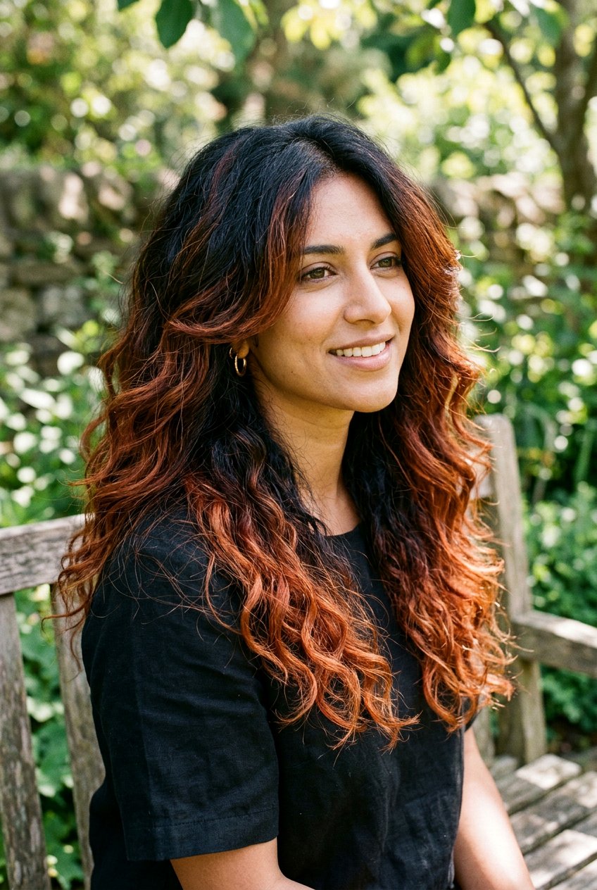 Copper Red Balayage Black Hair - 20 black hair with red highlights - 20 black hair with red highlights