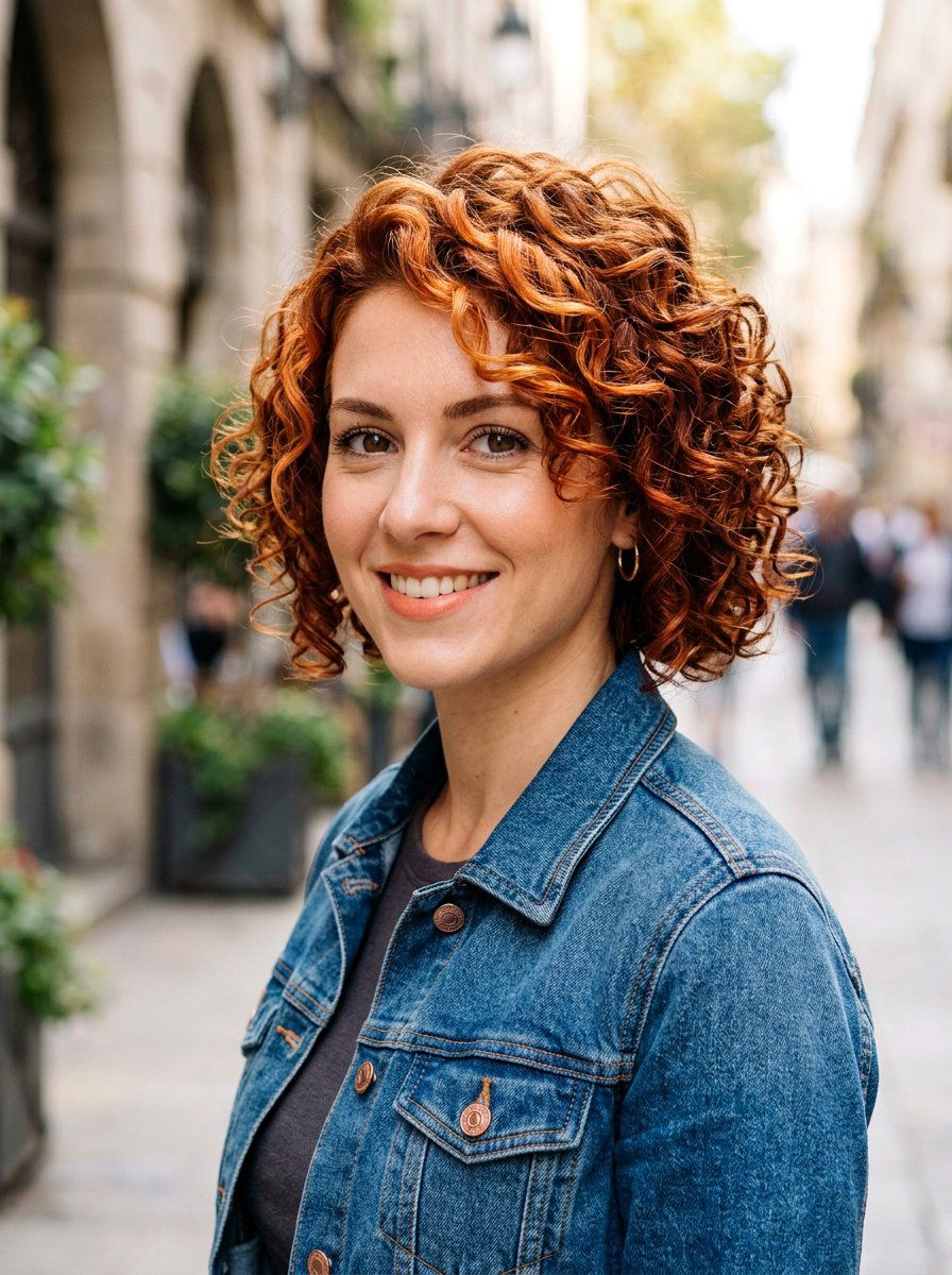 Copper Red Balayage Short Curly Bob - 20 red balayage for curly bob - 20 red balayage for curly bob