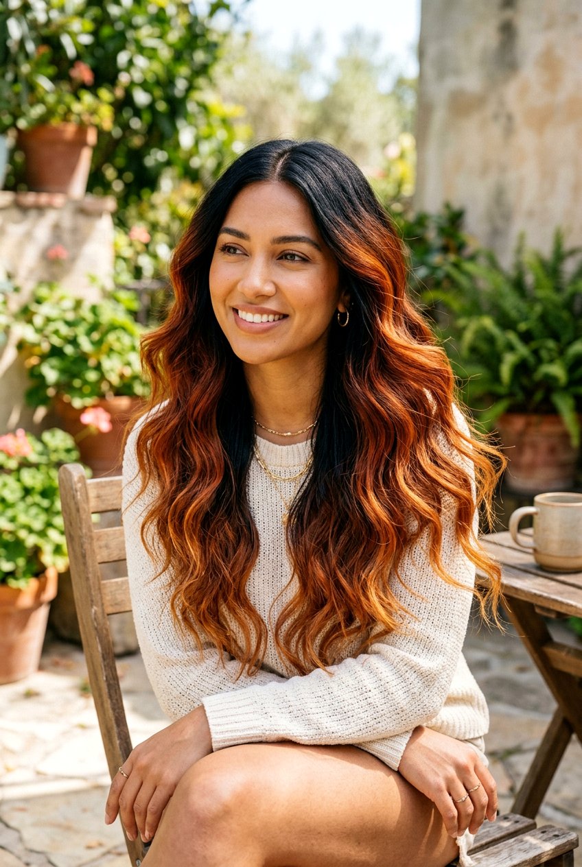 Copper Red Balayage on Black Hair - 20 red balayage on black hair - 20 red balayage on black hair