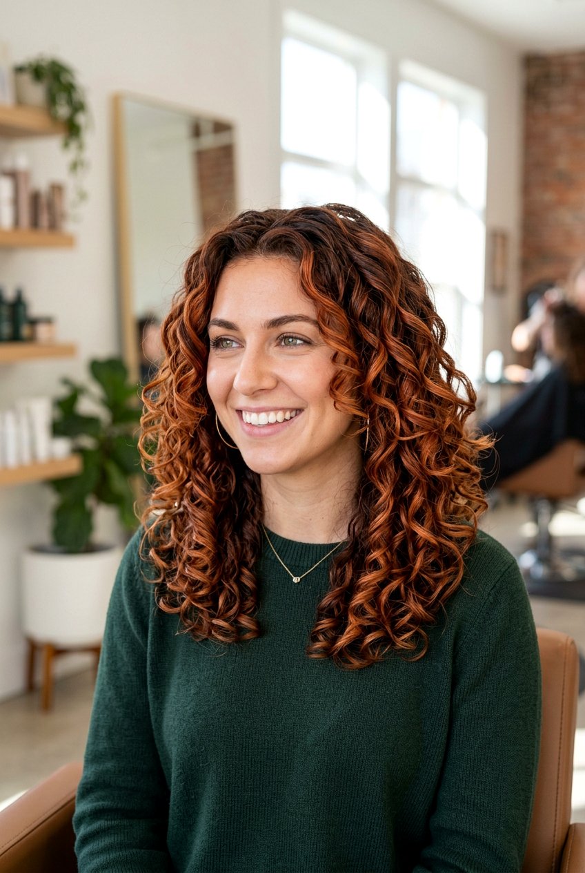 Copper Red Balayage on Curly Hair - 20 copper red balayage - 20 copper red balayage