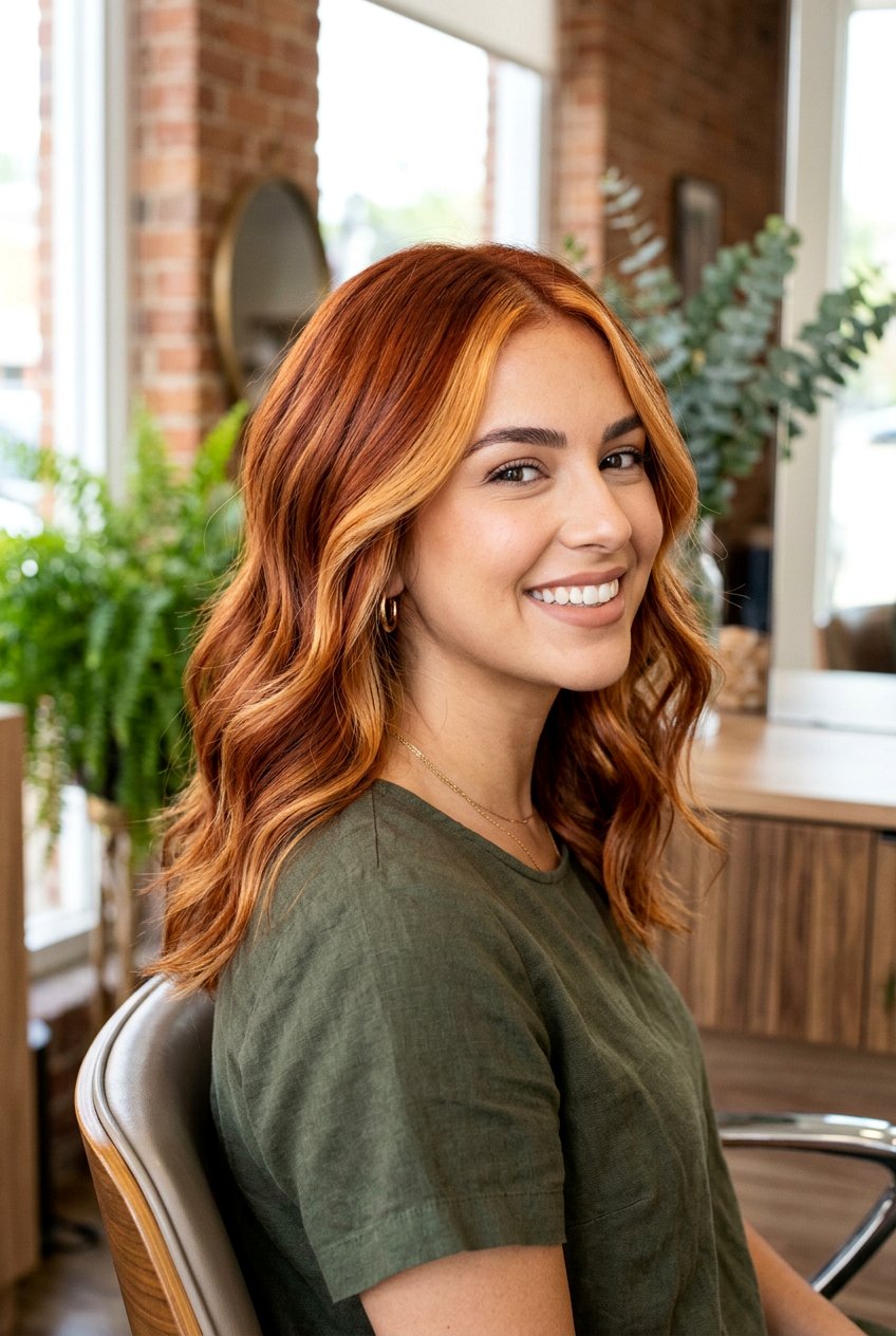 Copper Red Balayage with Butterscotch Highlights - 20 copper red balayage - 20 copper red balayage