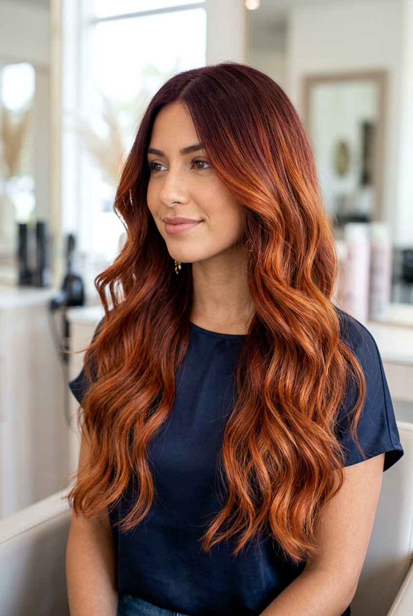 Copper Red Balayage with Root Shadow - 20 copper red balayage - 20 copper red balayage