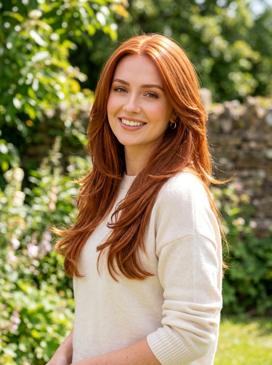 Copper Red Gloss Long Layers - 20 red gloss hair color ideas - 20 red gloss hair color ideas