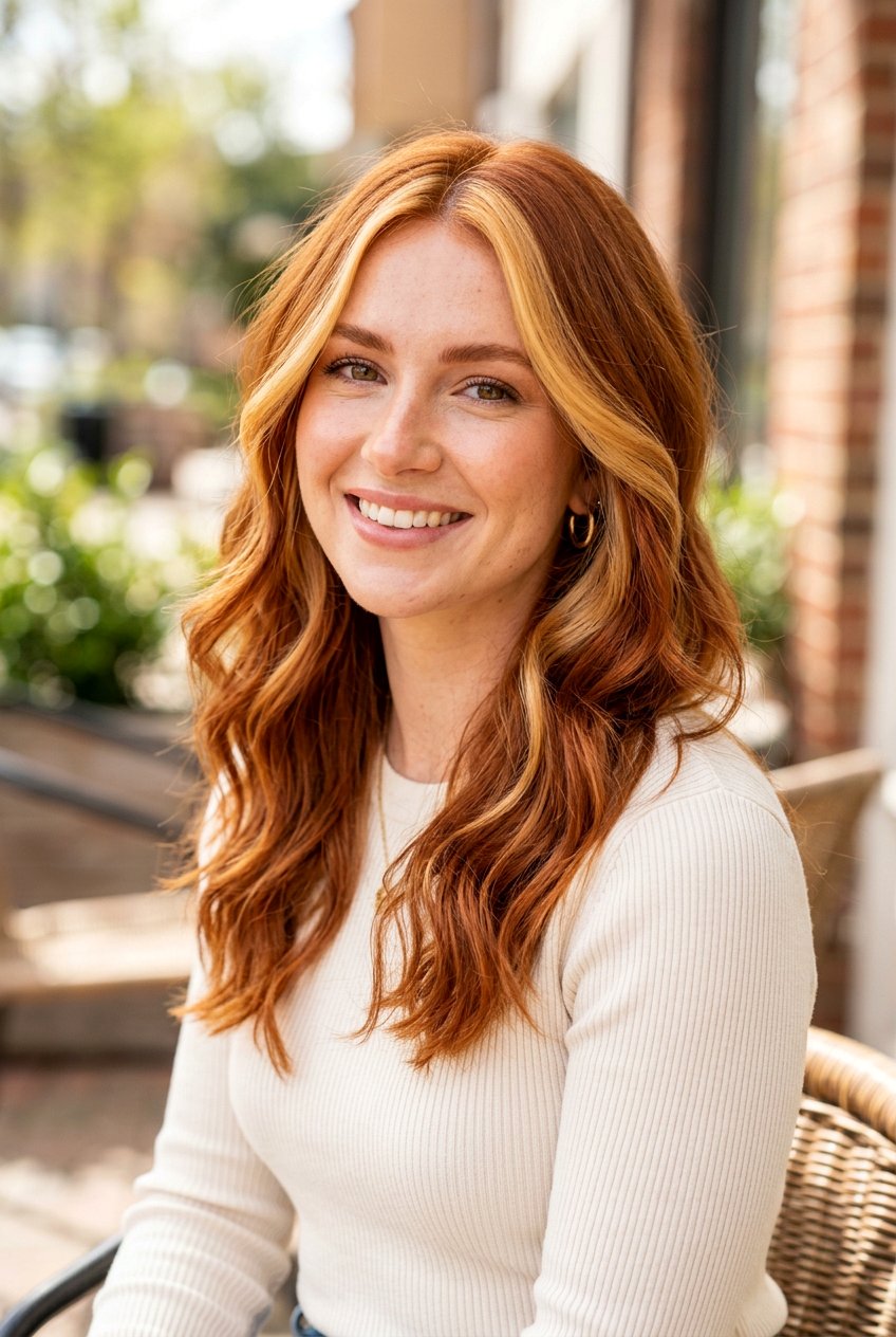 Copper Red Hair with Blonde Money Piece - 20 red hair with blonde money piece - 20 red hair with blonde money piece