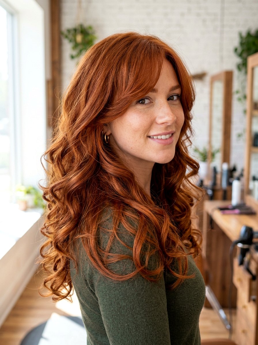 Copper Red Long Layered Haircut - 20 dimensional copper for long layers - 20 dimensional copper for long layers