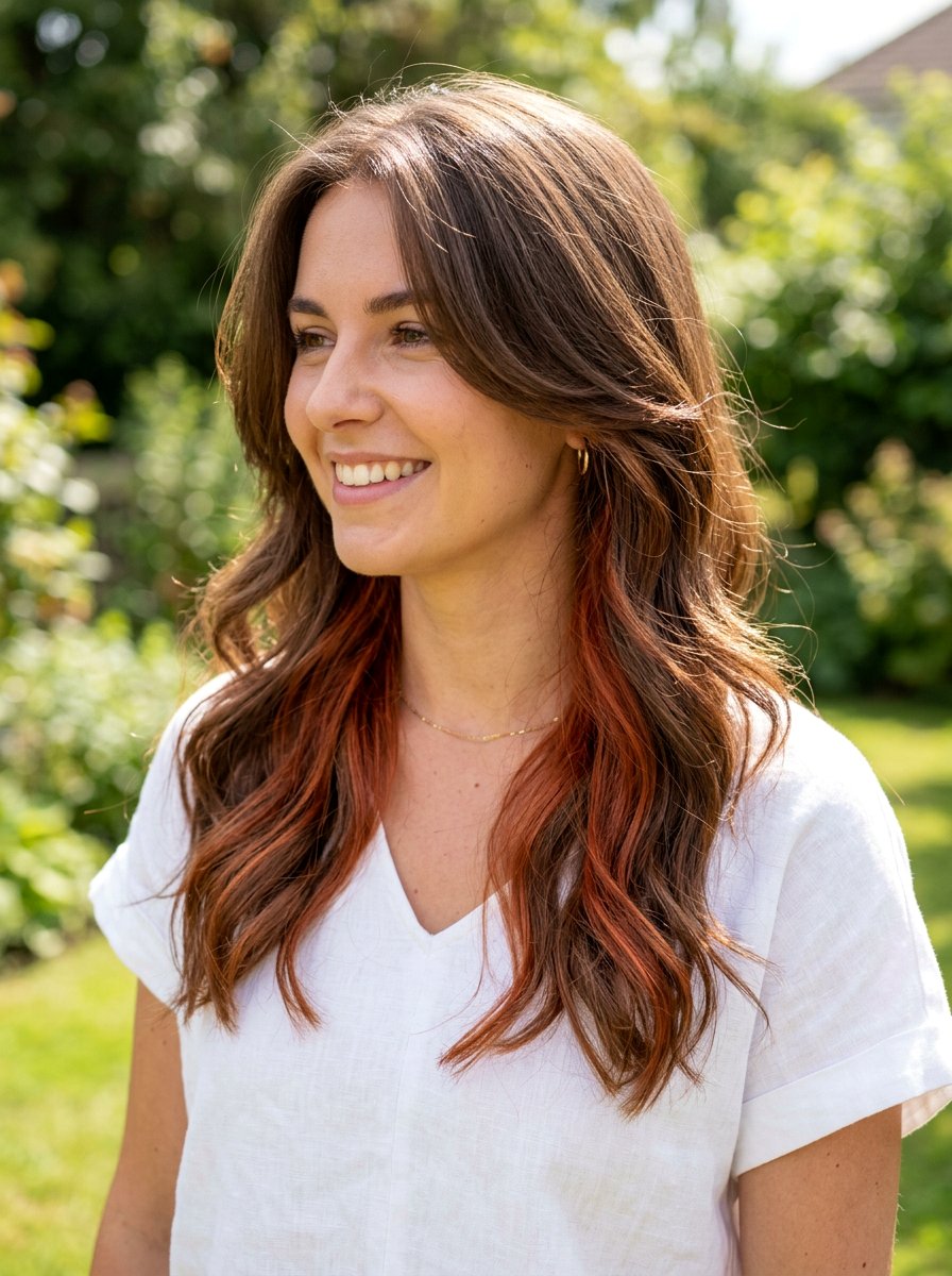 Copper Red Lowlights On Brown Hair - 20 dimensional red for dark brunette hair - 20 dimensional red for dark brunette hair