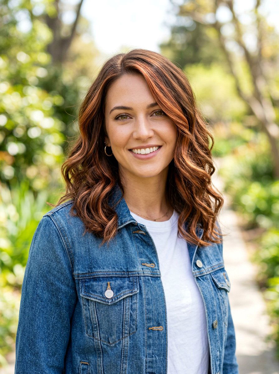 Copper Ribbon Highlights On Wavy Medium Brown Hair - 20 ribbon highlights for medium brown hair - 20 ribbon highlights for medium brown hair