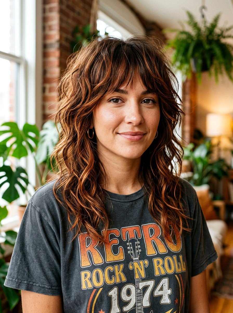 Copper Ribbons On Medium Brown Shag Haircut - 20 copper ribbons for medium brown hair - 20 copper ribbons for medium brown hair