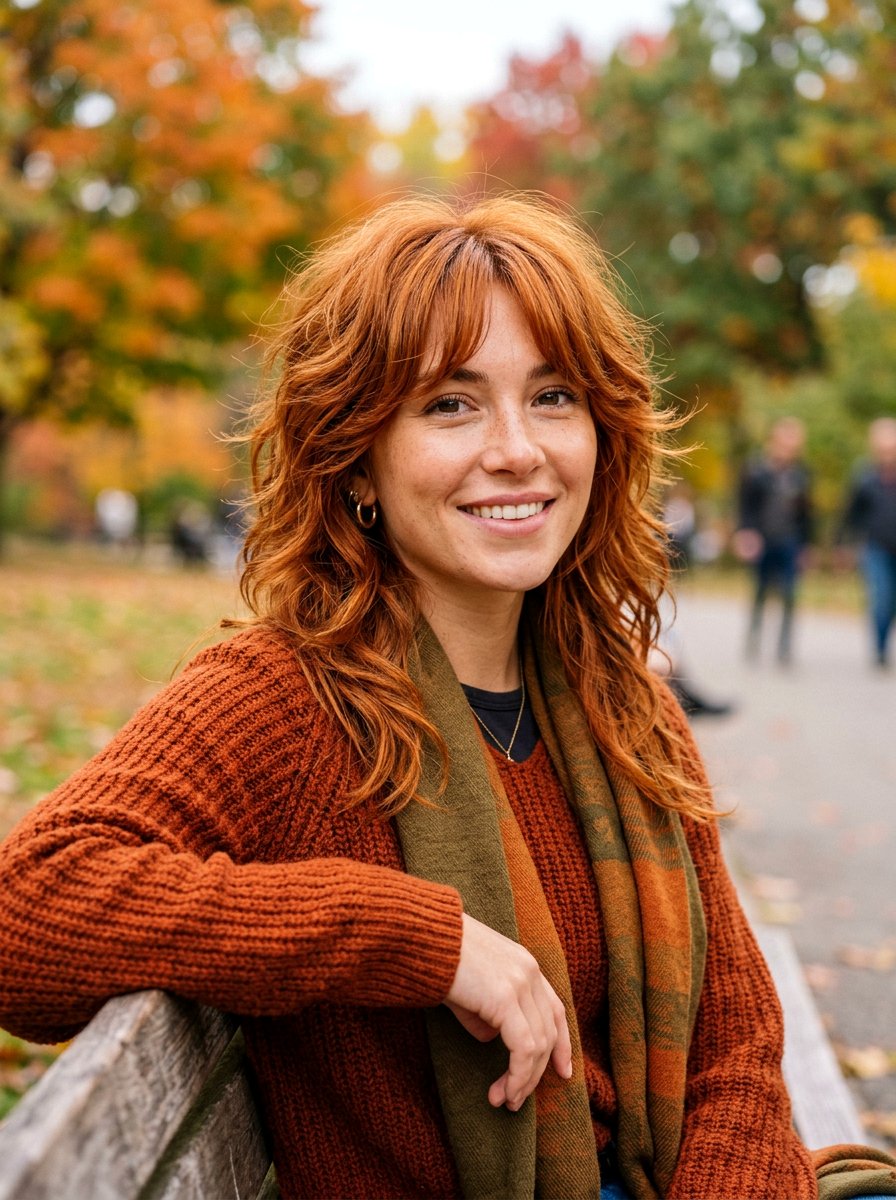 Copper Shag With Curtain Bangs - 20 copper shag hair color ideas - 20 copper shag hair color ideas