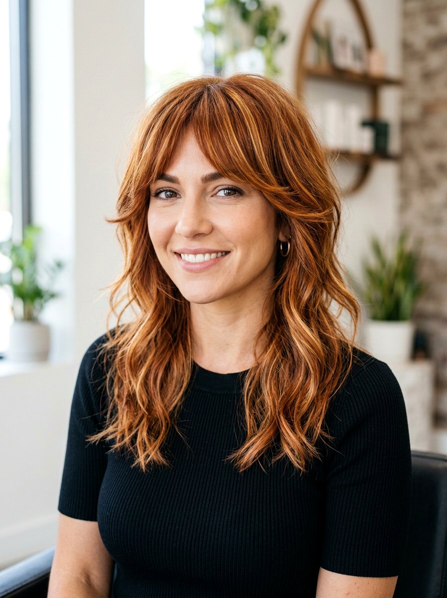Copper Shag With Face Framing Layers - 20 copper shag hair color ideas - 20 copper shag hair color ideas