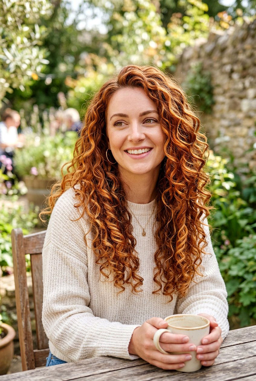 Copper Sunset Hair on Curly Hair - 20 sunset copper hair - 20 sunset copper hair