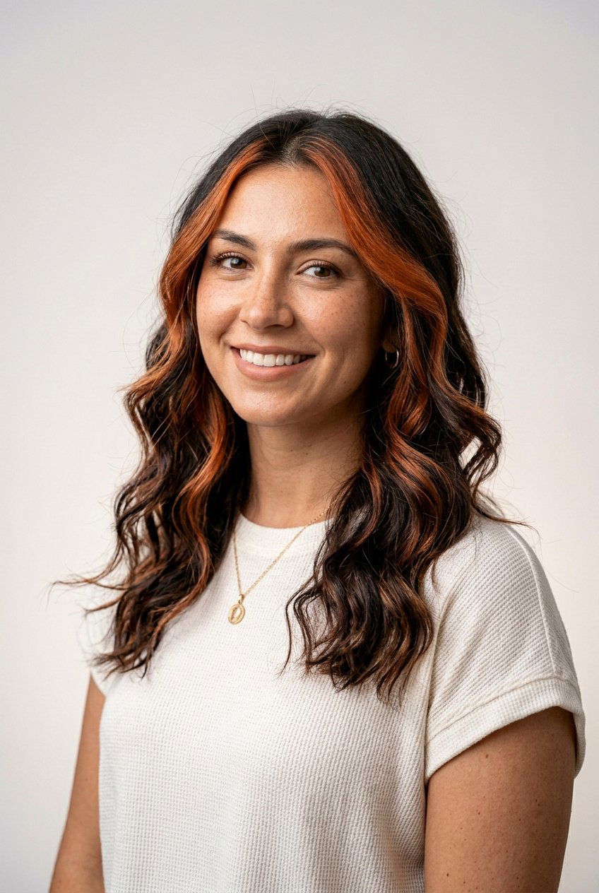 Copper Sunset Highlights on Dark Hair - 20 sunset copper hair