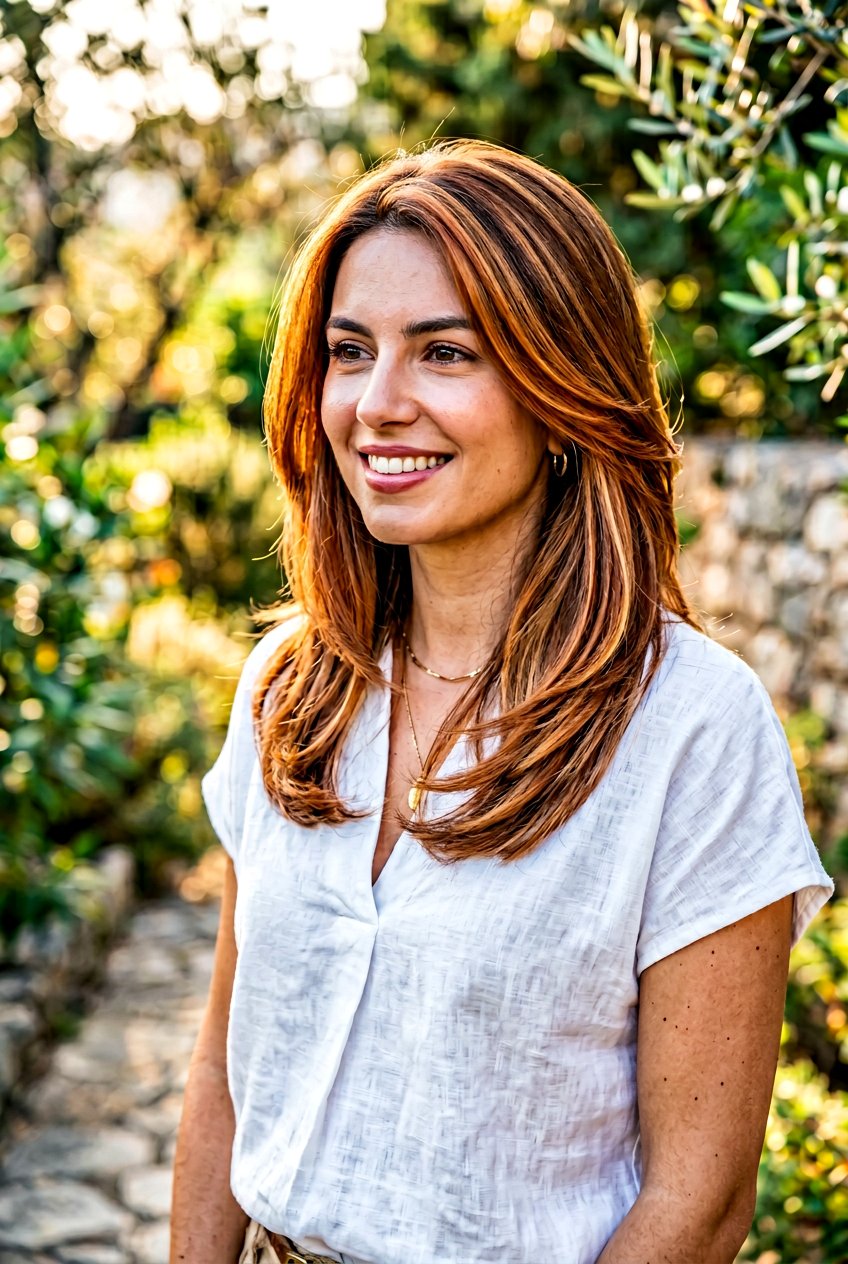 Copper Sunset Highlights with Gold Tones - 20 sunset copper hair - 20 sunset copper hair