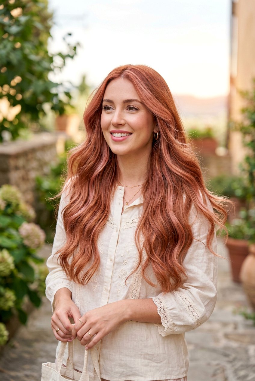 Copper Sunset with Pink Undertones - 20 sunset copper hair - 20 sunset copper hair