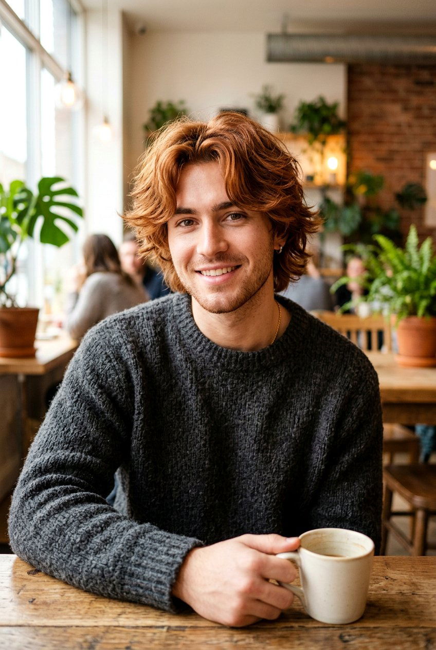 Copper Toned Men Wolf Cut With Curtain Fringe - 20 men wolf cut with curtain fringe - 20 men wolf cut with curtain fringe