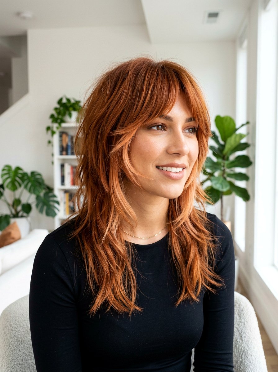 Copper Wolf Cut With Face Framing Layers - 20 copper wolf cut color ideas - 20 copper wolf cut color ideas